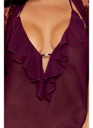 Nuisette et peignoir grande taille couleur aubergine - DG13666XCHE